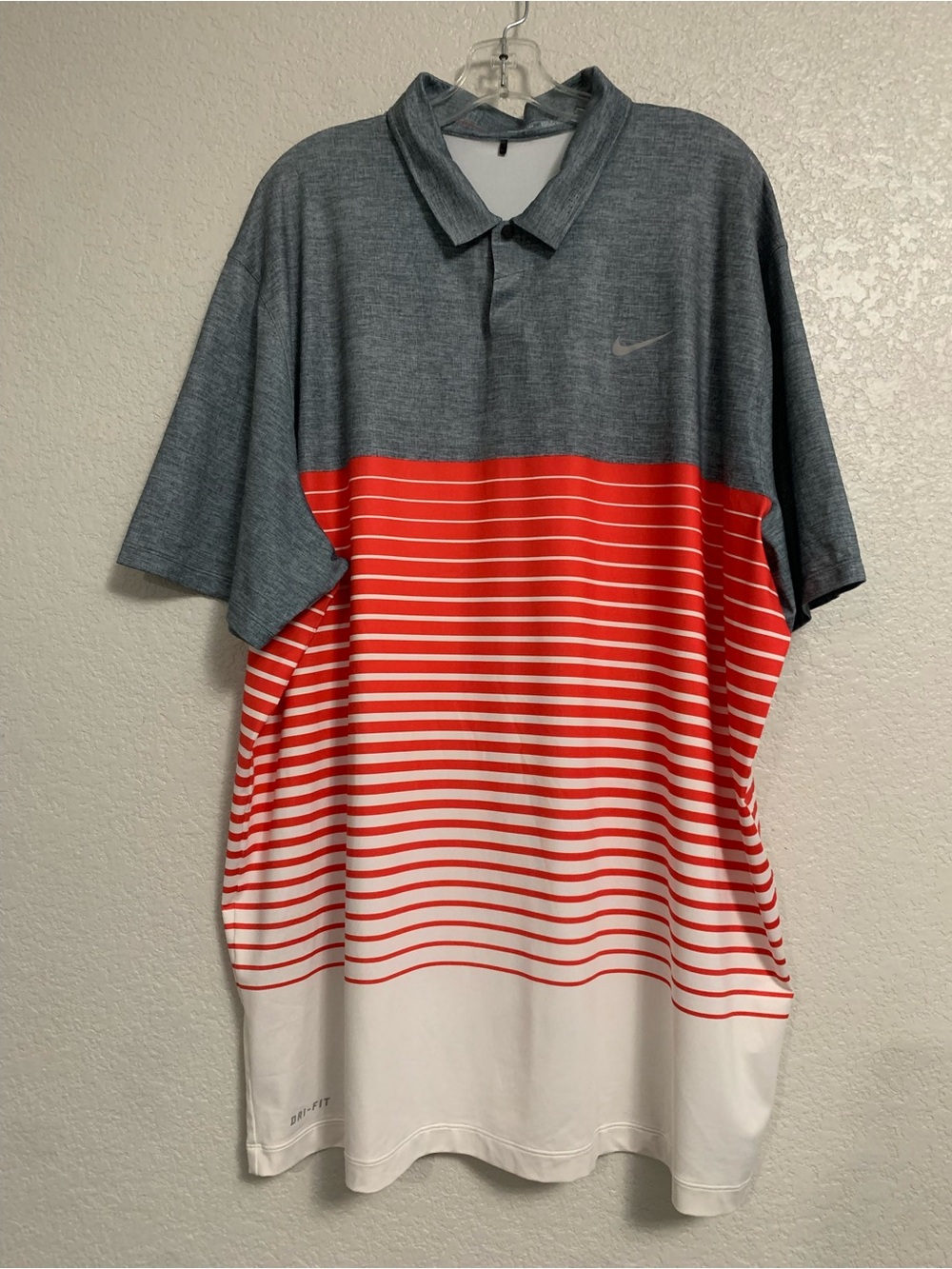 Nike TW Tiger Woods Golf Shirt Polo Mens XXL Performance Colorblock Striped